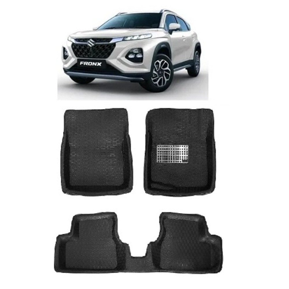 4.5D Car Floor Foot Tray Mats for Fronx  - Black